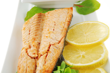 salmon steak and butter