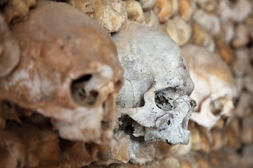 Human skulls in the wall