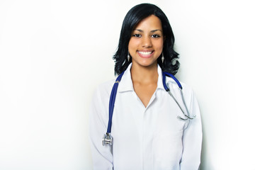young smiling caring female doctor nurse