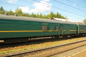 Fototapeta premium Railroad tracks with train