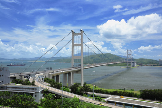 Fototapeta Tsing ma bridge in Hong Kong