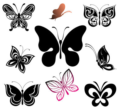 Set of Tattoo butterflies. Tattoo design