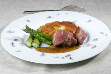 Mignon de Veau, asperges et pomme de terre