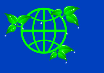 Green earth with leaves.