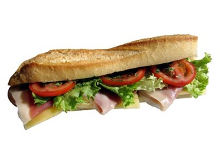 Sandwich jambon fumé crudités