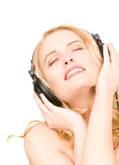 happy woman in headphones