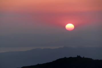 Sunset over the mountains of Monteverde, Costa Rica