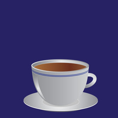 White cup with coffee or tea, vector illustration