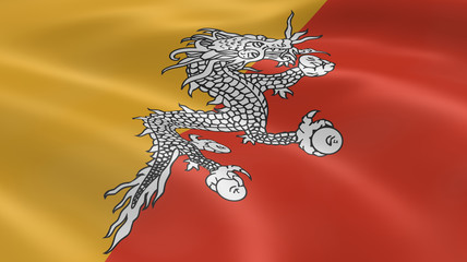 Bhutanese flag in the wind