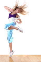 woman modern ballet dancer in ballroom