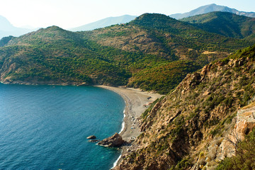 Fototapeta na wymiar Bay on Corsica with beach