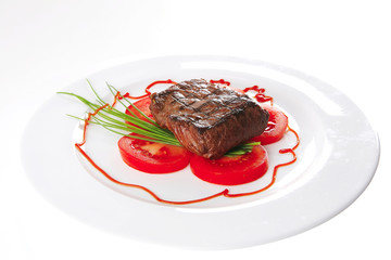 beef meat served on plate