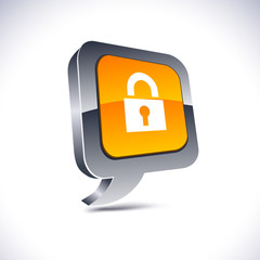 Padlock 3d balloon button.