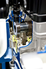 Black metallic gears in car motor