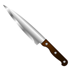 Kitchen knife with shadow isolated over white