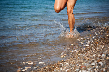 jogging am strand im urlaub