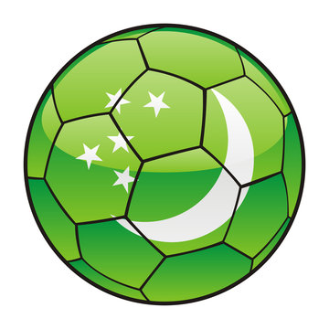vector illustration of Turkmenistan flag on soccer ball