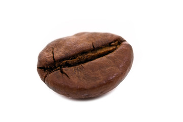 Isolated macro shot of a coffee bean