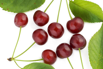 Eight cherries, four leaves