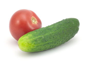 red tomato and cucumber together