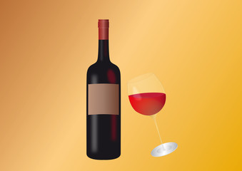 wine glass and wine bottle