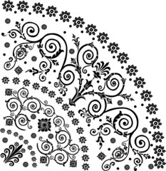 pattern with black curled quadrant