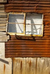 Shack wall from rusted metal
