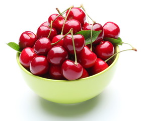 Crockery with cherries.