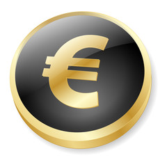 EURO Web Button (currency euro zone exchange rates coin golden)