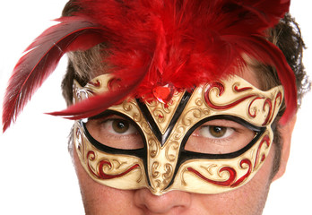 man wearing masquerade mask