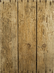 Old weathered and nailed wood planks
