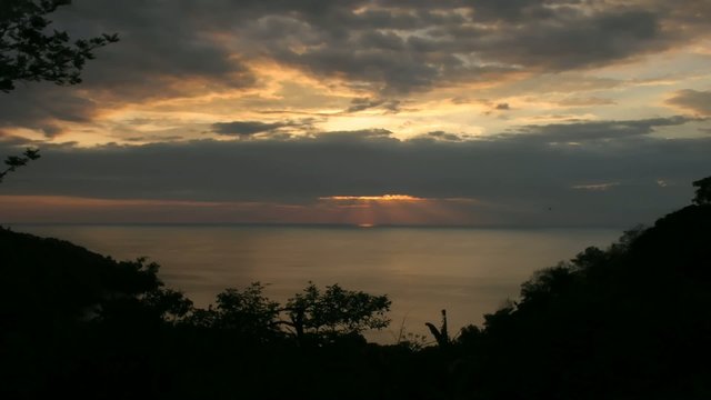 Time lapse sunset over Caribbean Sea, Costa Rica