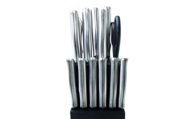 Handles of knifes in the holder