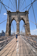 Running on the Brooklyn bridge.
