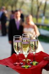 Glasses, bride and groom.