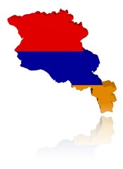 Armenia map flag 3d render with reflection illustration