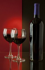 Wine Bottle and Glasses