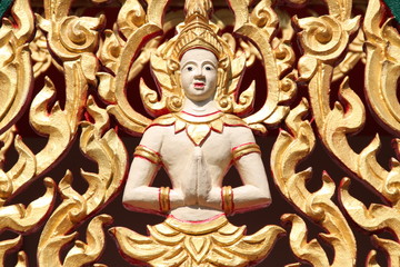 art on gable of temple, Wat Tarae, Mahasarakam