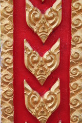 art on pillar of temple, Wat Tarae, Mahasarakam