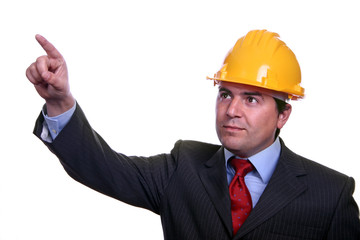 man portrait construction hat