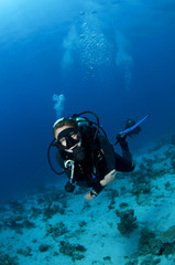 Fototapeta na wymiar female scuba diver