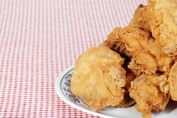 closeup fried chicken on a plate