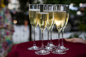 professional waiter in uniform is serving wine