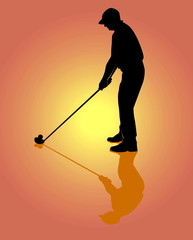 Silhouette of the golfer