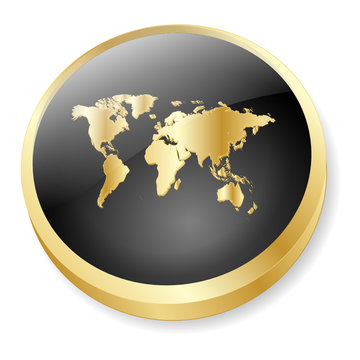 INTERNATIONAL Web Button (World Map Global Travel Worldwide 3D)