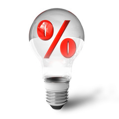 Percent symbol in lightbulb