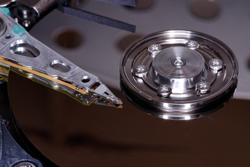 Hard drive interior closeup