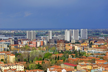 Obraz premium Italy, Bologna aerial view from Asinelli tower