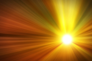 Strong Light Rays From A Burning Sun Background