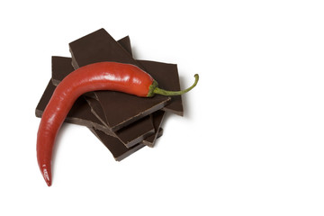 Chili Peperoni Schote dunkle Schokolade